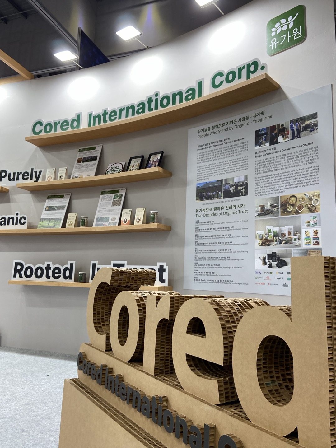 Cored International Corp. exhibition wall with company history